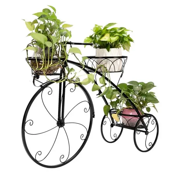 

Free Shipping Luxury Bicycle Shape Wrought Iron 3 Tier Plant Flower Pot Stand, Black