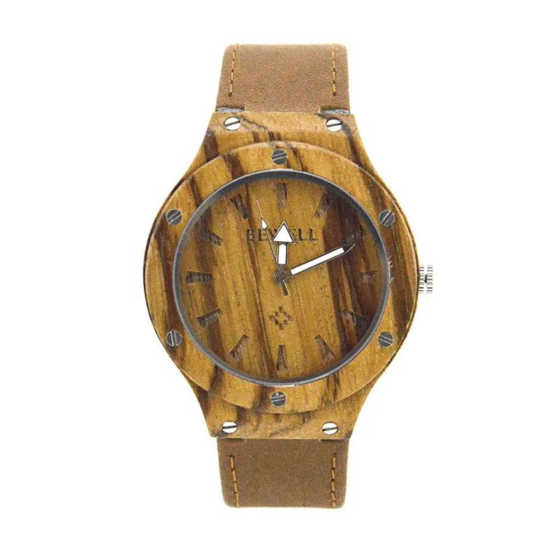 

New arrival japanese movement wristwatches genuine leather bamboo wooden watches for men and women christmas gifts