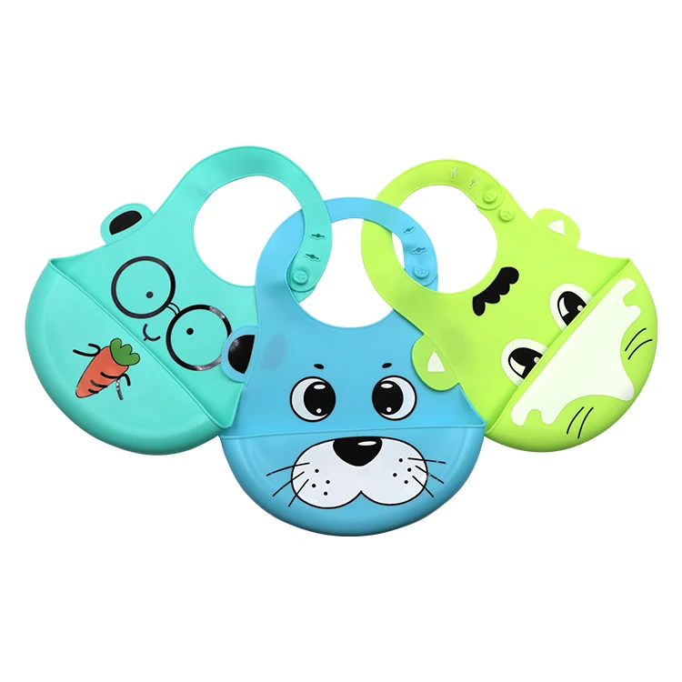 

Durable 100% Food-grade Silicon Cartoon Animal Waterproof Silicone Baby Bibs