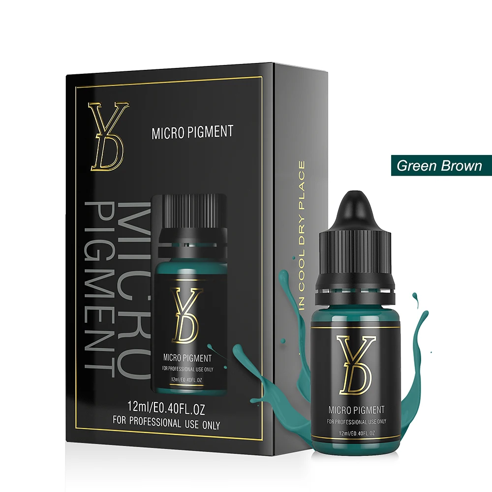 

Easy to Coloring YD 12ml Liquid Permanent Makeup Microblading Tattoo Pigment (Green Brown)