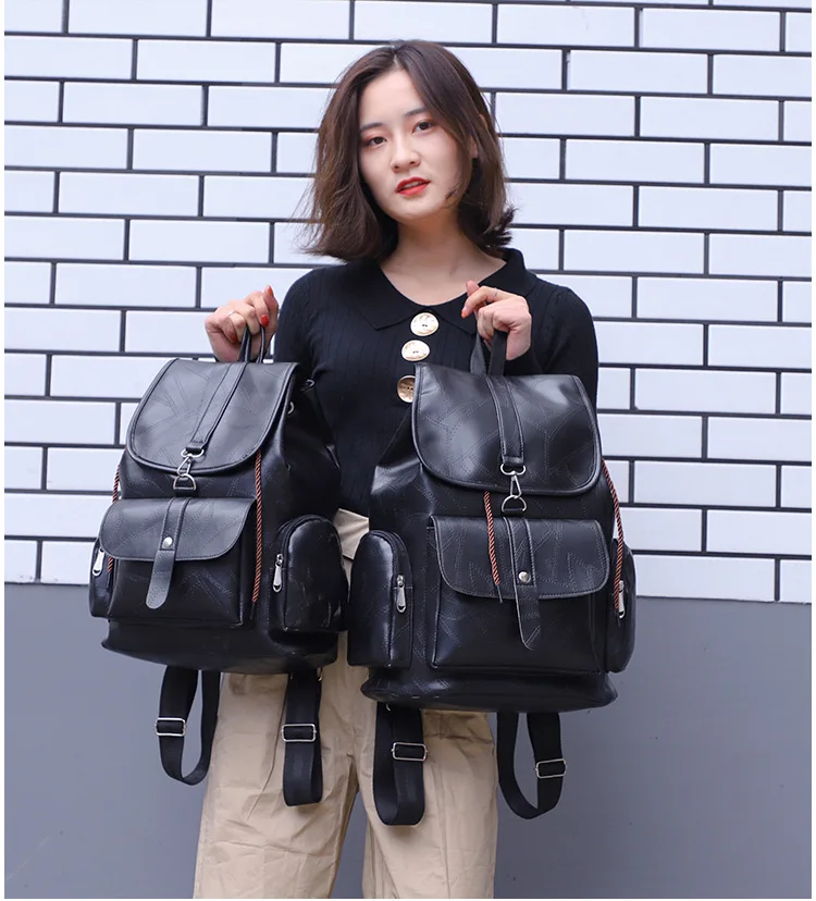 

Wholesale Leather Backpack Women 2020 Students School Book Bags Large Backpacks Multifunction Travel Bags, Custom made