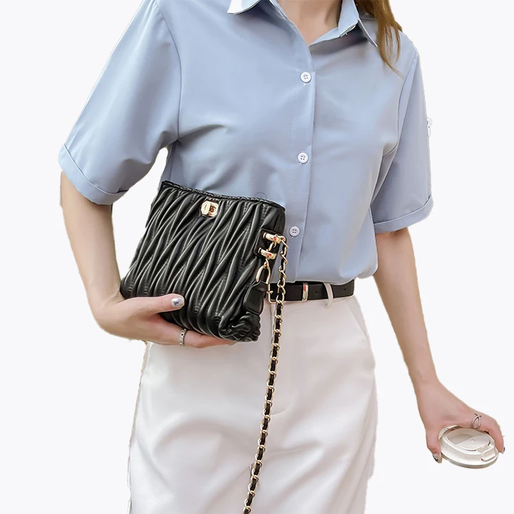 

EG422 Wholesale fashion unique ruffle design purses shoulder bucket bags women handbags 2021
