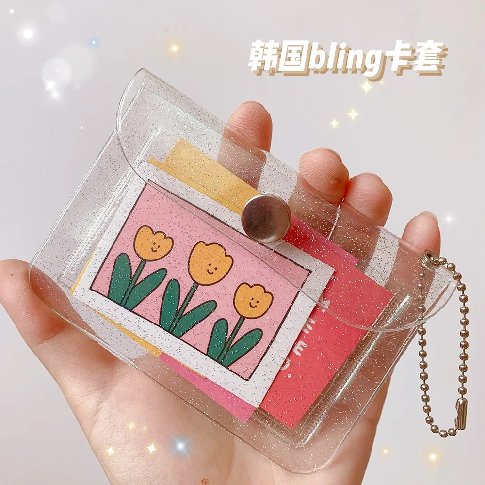 

Simple net red transparent card package document protection sleeve coin purse