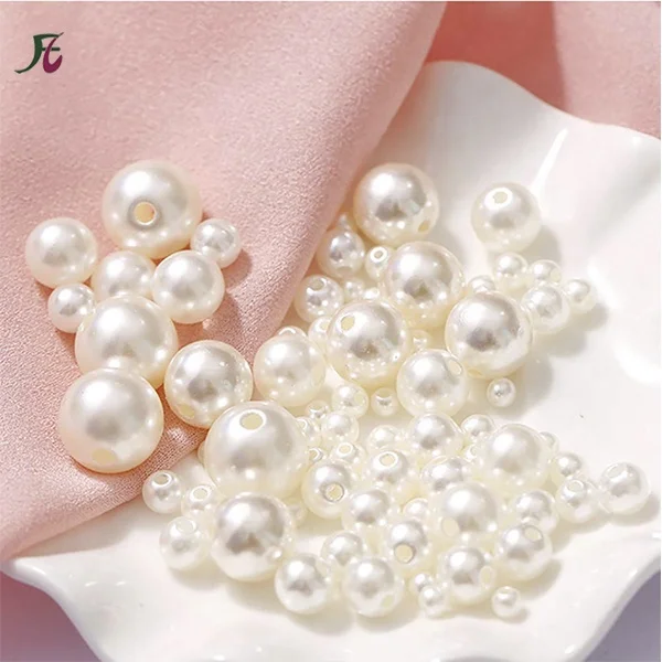 Wholesale  Acrylic ABS Pearl Beads Pure White Plastic Decoration Pearls in Bulk