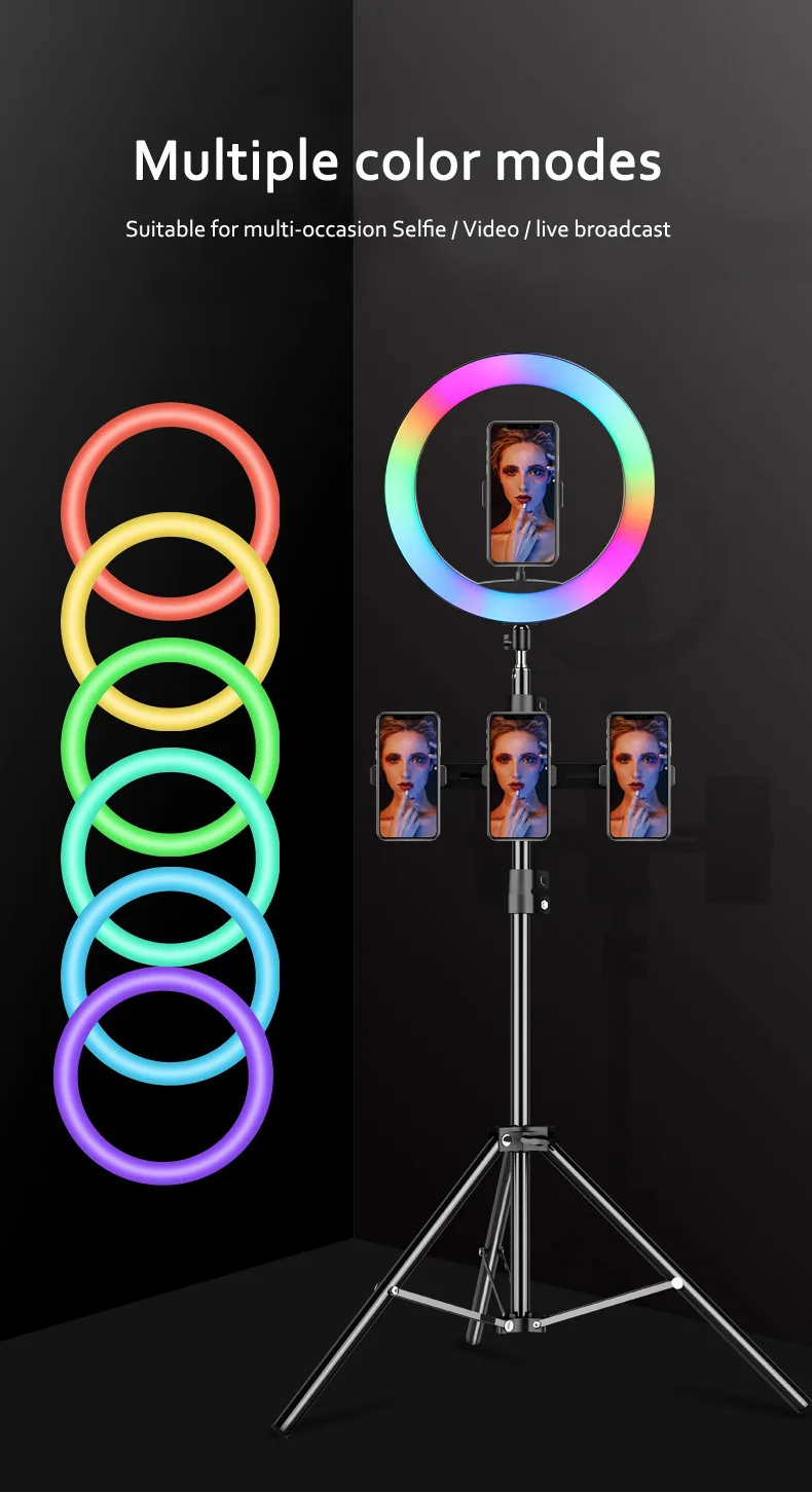CPYP outube Video Photographic mj26 10 inch RGB Selfie Led Ring Light hoops With Tripod Stand