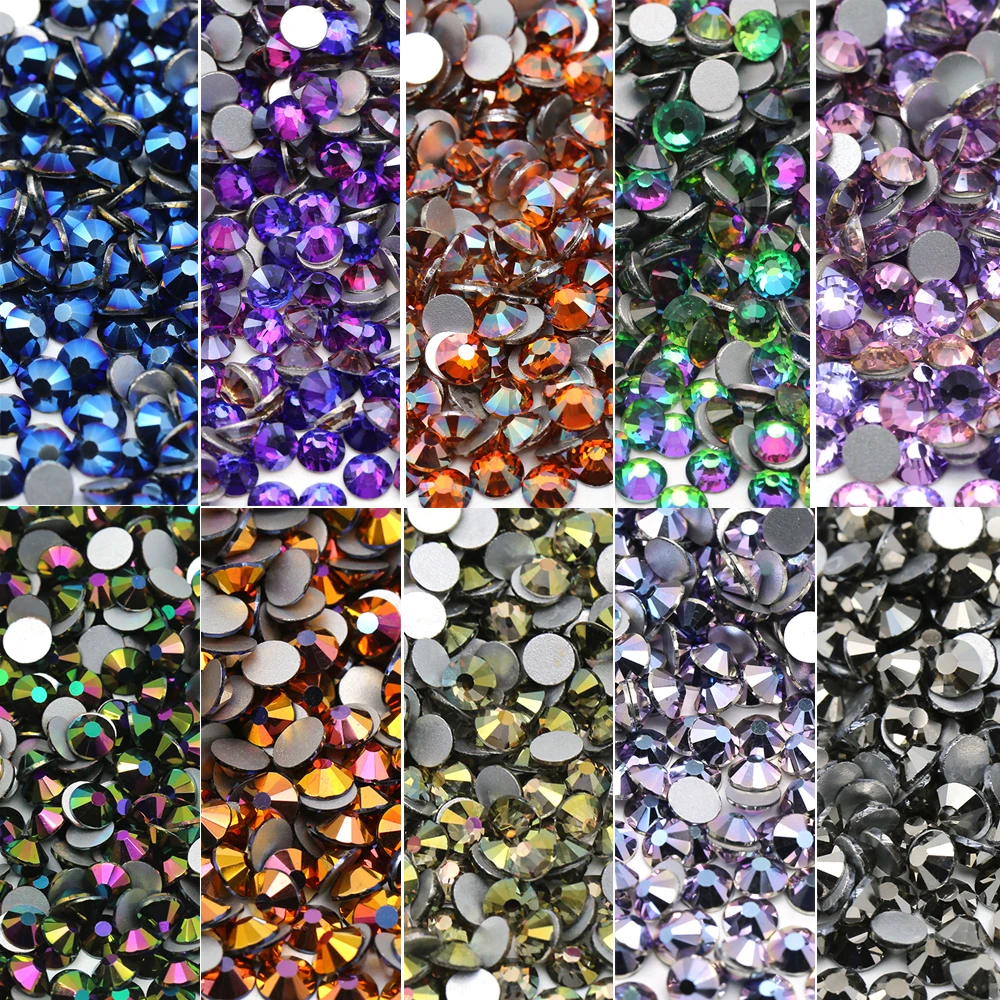 

A Normal Faceted Plated Colors With Sliver Green Opal Back Glass Volcano Rhinestone Flat Back Gems For Nail Art DIY