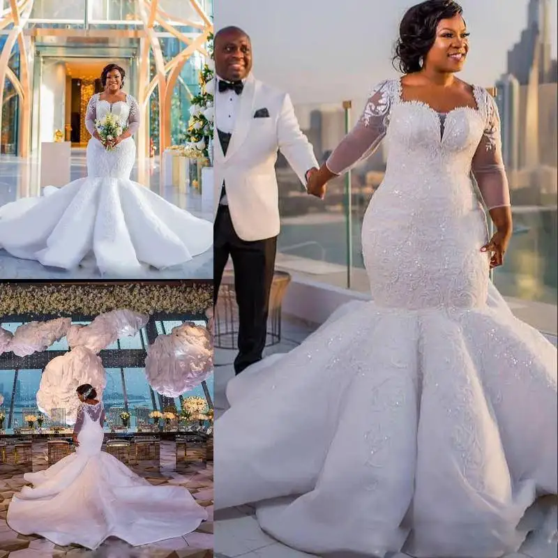 

S181 2021 New fashion high quality customize mermaid party girl wedding dresses with sleeves women wedding party, White