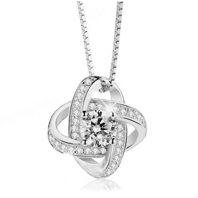 

Korean Jewelry 925 Sterling Silver Flower Necklace Pendant For Girl, Picture