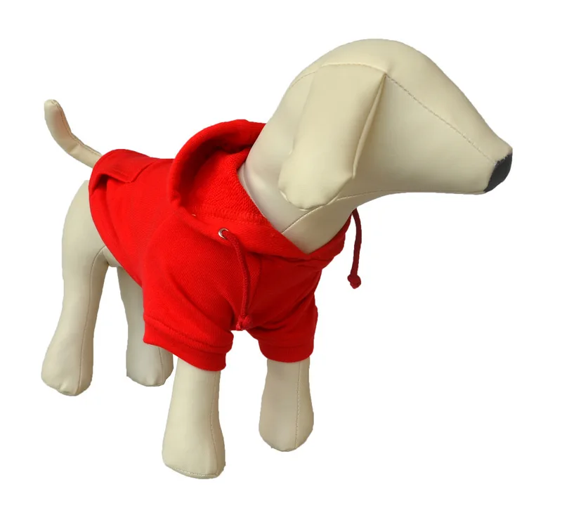 

High Quality Cotton Pet Dog Solid Hoodie Clothes with Pocket, As picture