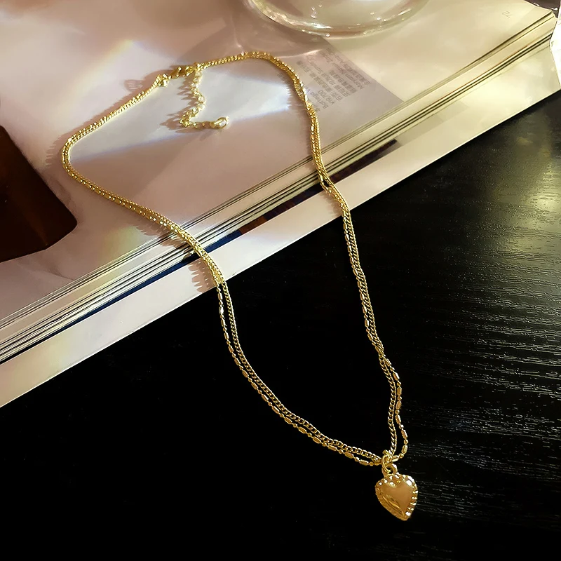

2021 fashion two layer love heart pendant necklace