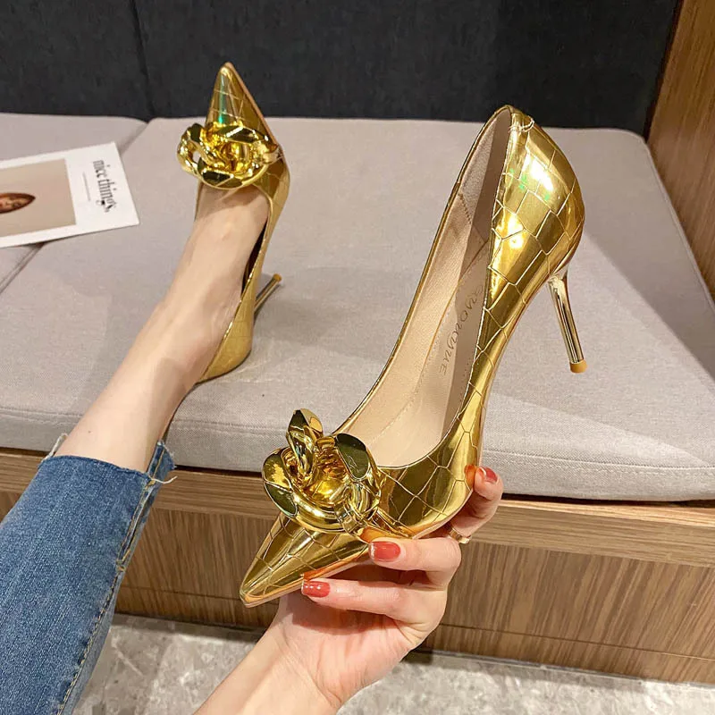 

Wholesale High Quality Sexy Lady High Heel Shoes Simple Style Evening Party Women Dress Shoes Heels, Silver, gold, black