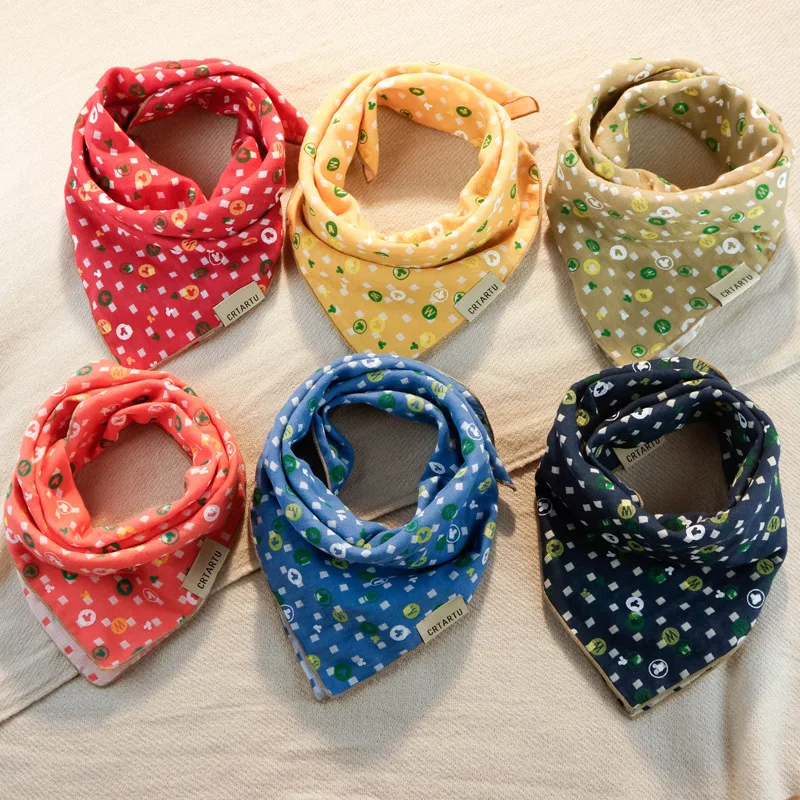 

Linen Cotton Wholesale Dog Bandana With Reversed Sides Printing, Picture