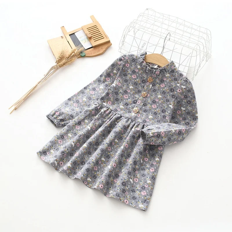 

2021 Spring Kids Clothing Daily Girls Dress Cotton Dresses For Kids Full Printed Floral Baby Dress Full Sleeve Girl Costume 6 8