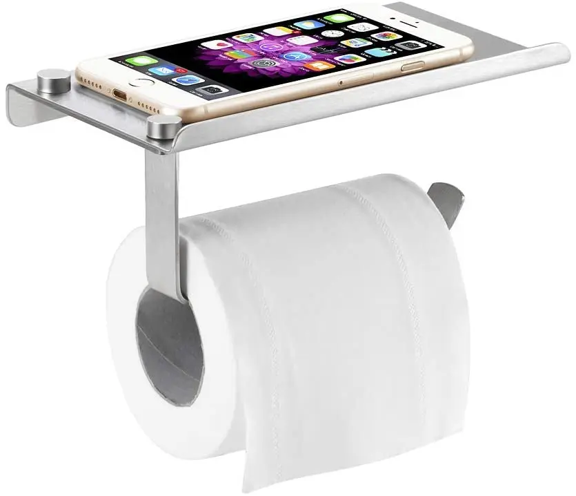 

SUS304 Multifunctional Mobile Phone Shelf Toilet Paper Holder, wall mount mobile cell phone toilet paper holder with shelf