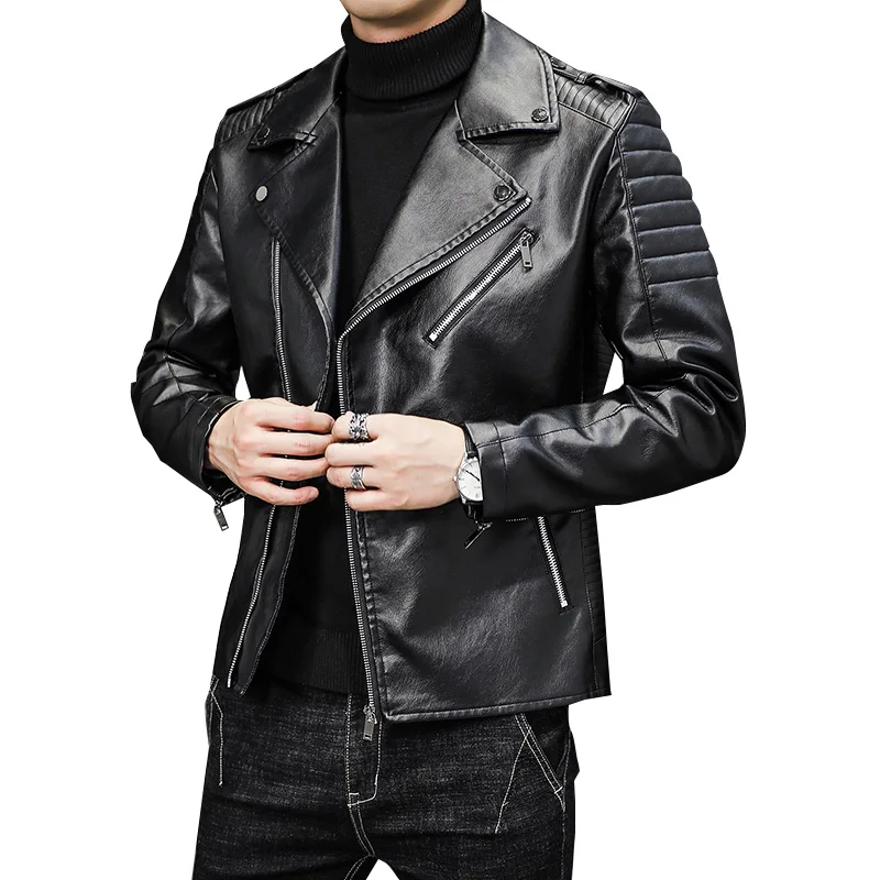 

High Quality Men Leather Coat Wholesale 2022 Black Leather Jacket Men Pure Lambskin Motorbike Biker Jacket Top Selling Jacket, 3 colors