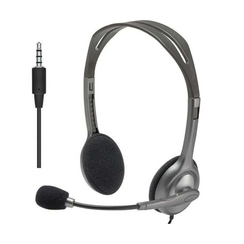 

Factory price Logitech H111 headphones earphone Headset Stereo, Gray