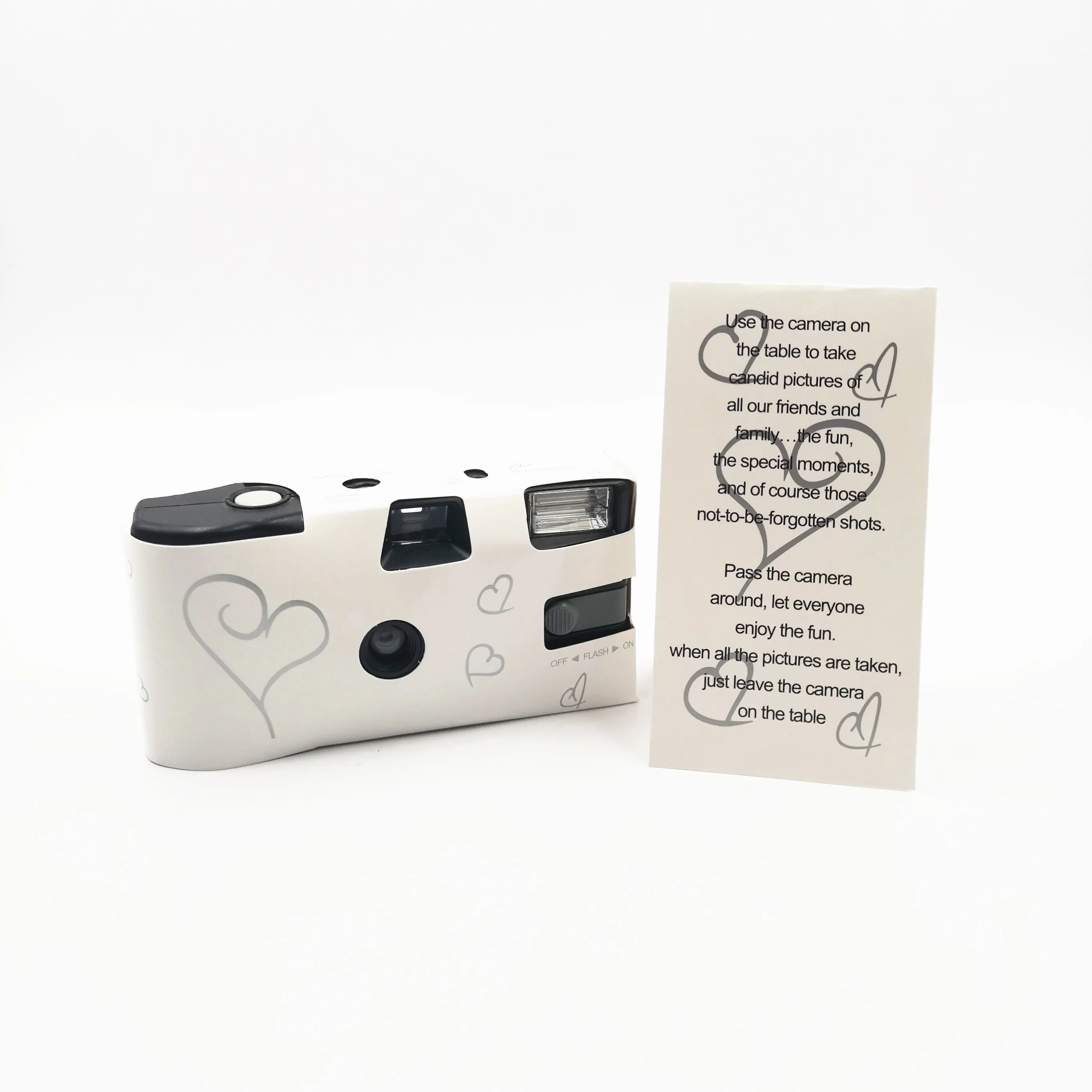 

wedding Single Use Disposable Camera with Flashlight Build in Battery with Kodak Color Film 200ASA 27EXP Silver Heart White