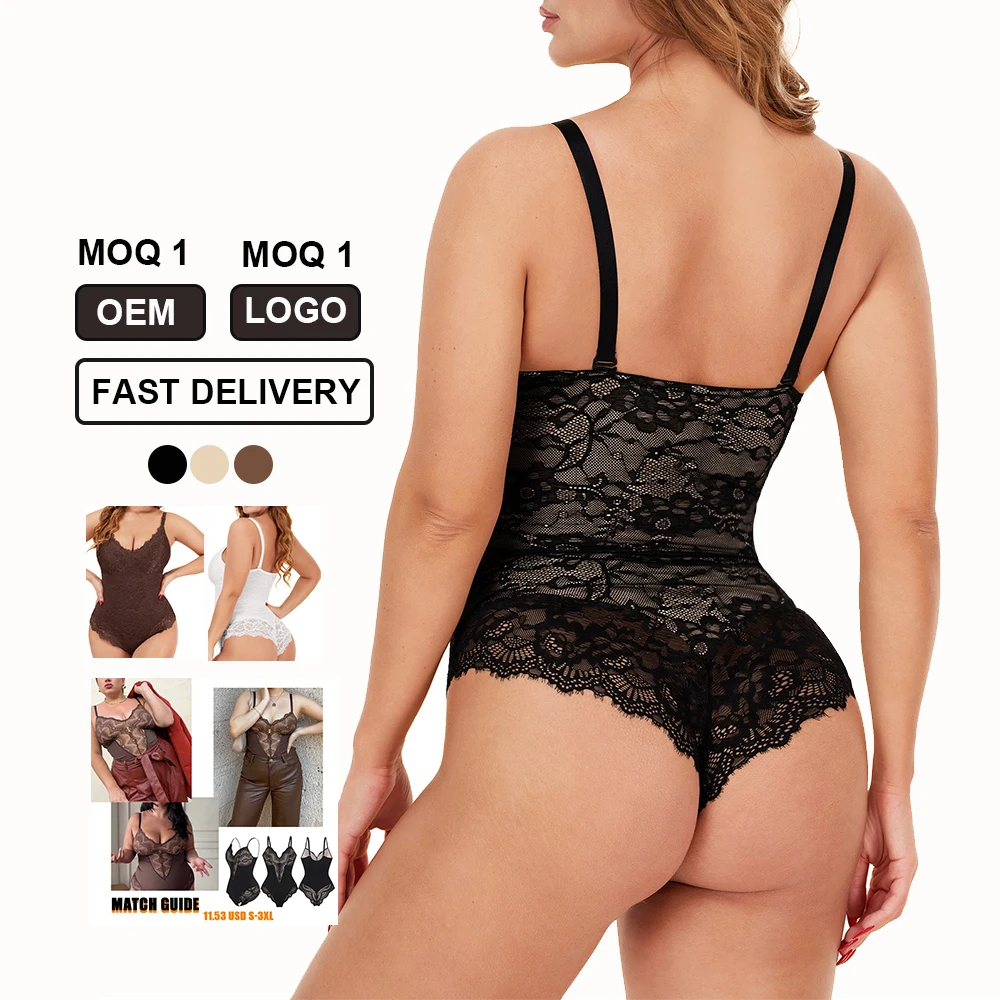 

HEXIN Logo Fast Shipping one piece outdoor shapewear bodysuit Women Tummy Control Lace Butt Lifter Shapewear Bodyshaper