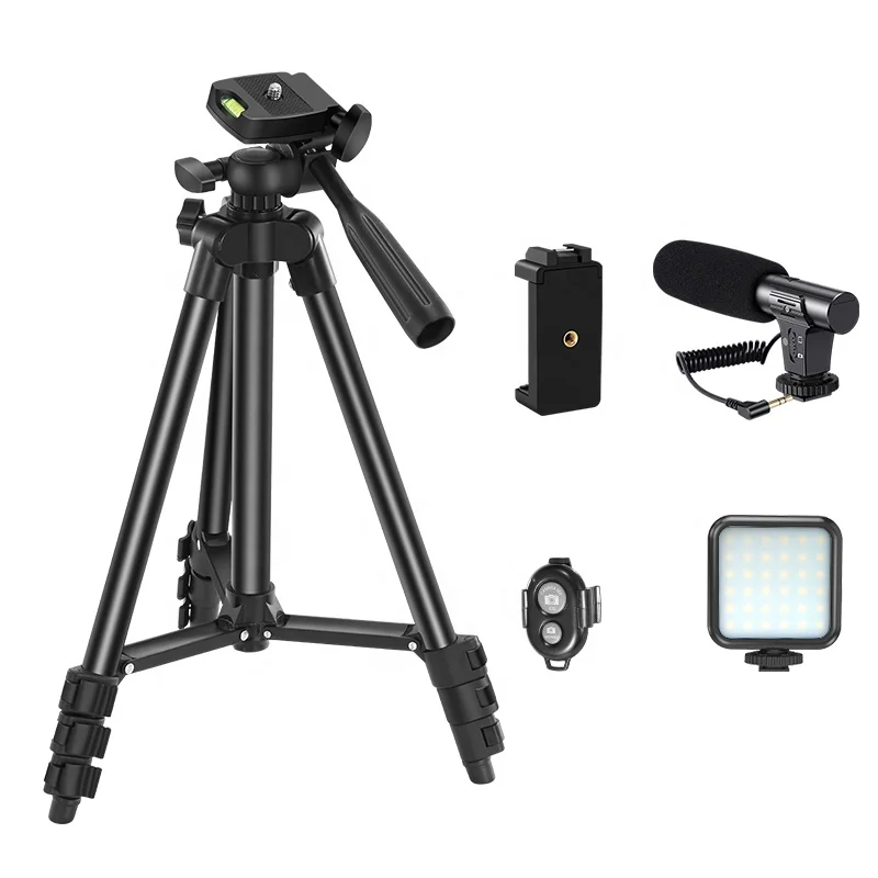 

MAMEN Mobile Phone Vlogging Kit All In One Video and Recording Phone Live Vlog Kit With Microphone Led Fill Light and Tripod