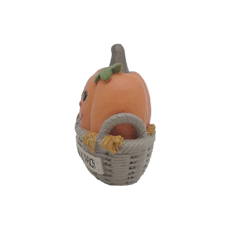Pumpkin Kid In A Rattan Basket Resin Pumpkin Decoration For Home Decorations