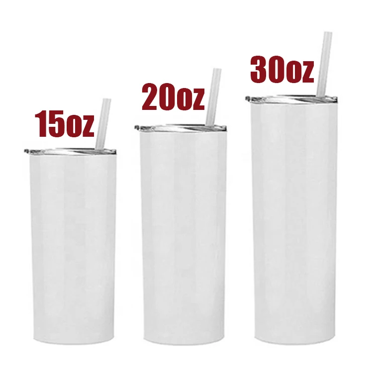 

Sublimation Blank White Double Wall Stainless Steel Vacuum Cup sublimation mug  30oz straight skinny tumbler