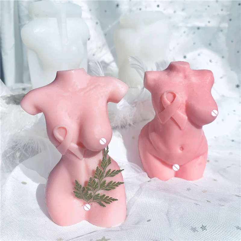 

New Wholesale molde de silicona para velas human women torso silicone mold female body candle mold, Pink