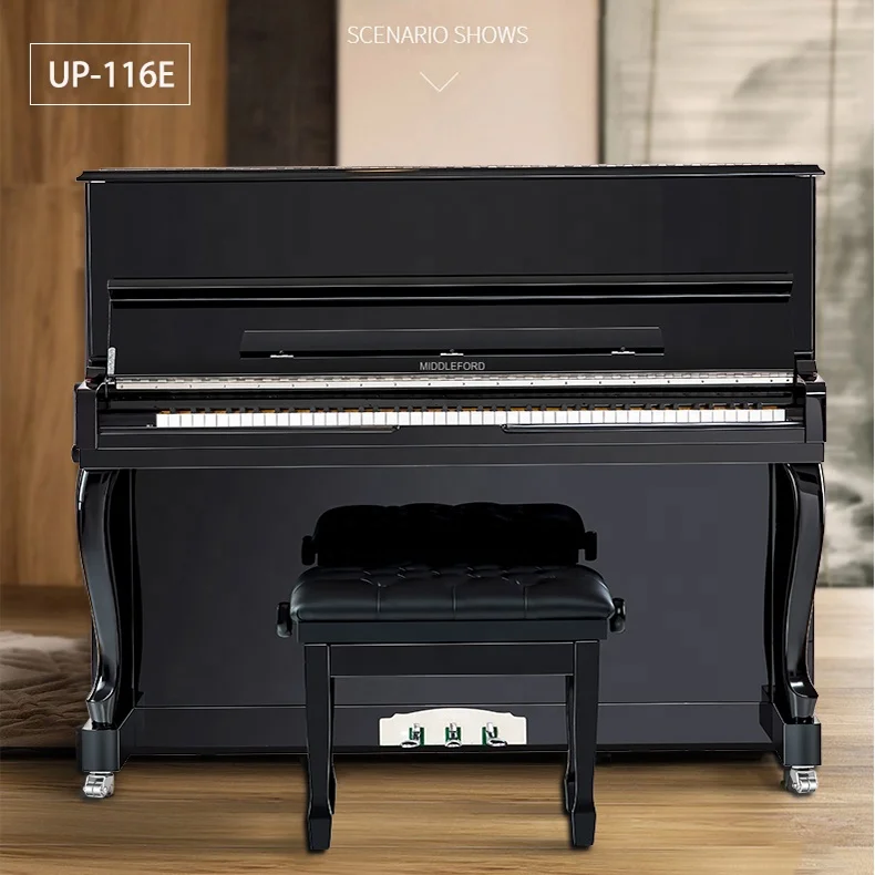 

Cheap Piano 116cm height Black Polish Color Upright piano with bench