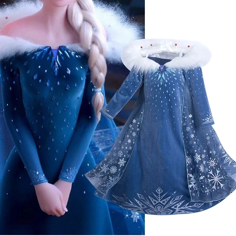 

MQATZ Cosplay Party Dress Up Princess Elsa Anna Fashion Dress Costume Halloween Fairy Princess Kids Fancy Dress Costume, Blue