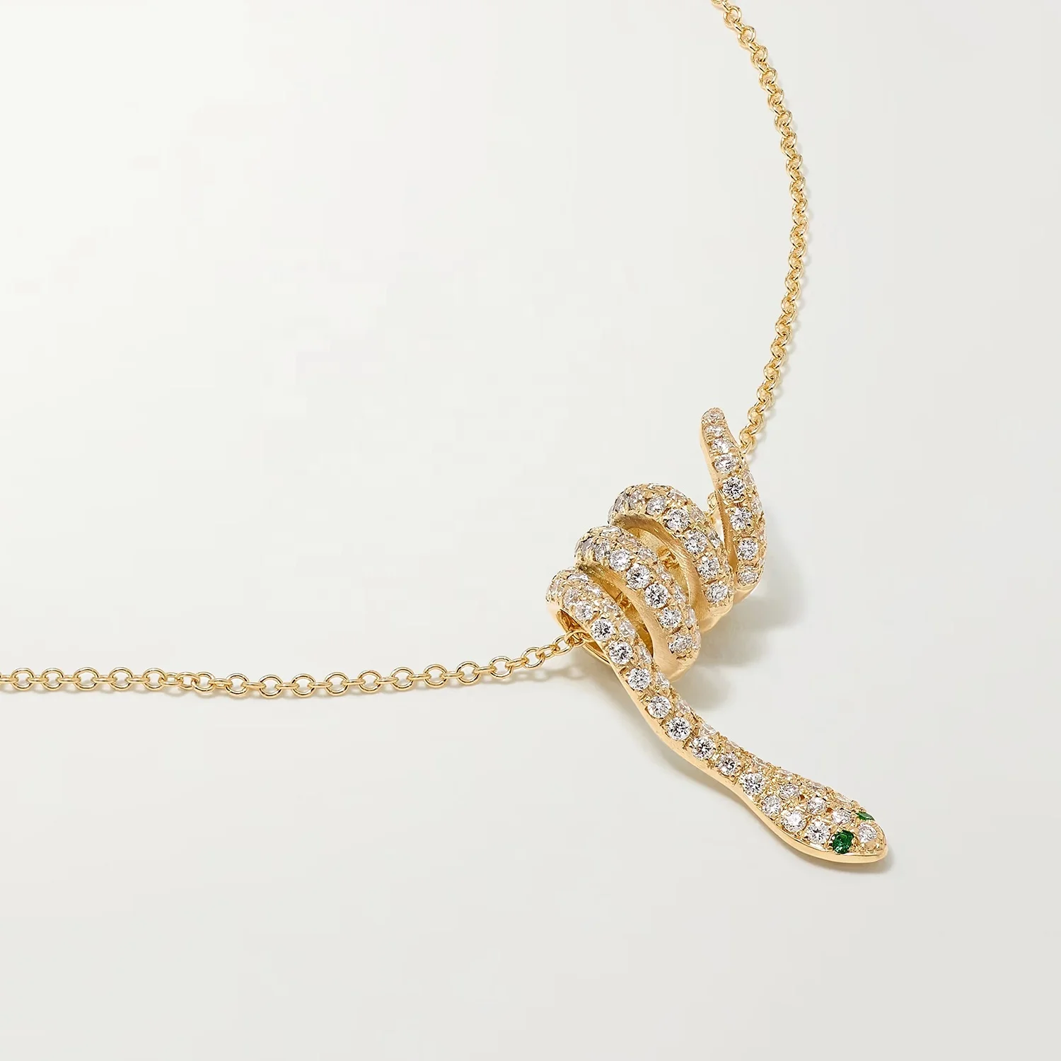 

LOZRUNVE Trendy Fashion Jewelry 18k Gold Plated Pave Snake Animal Pendant Necklace Silver 925