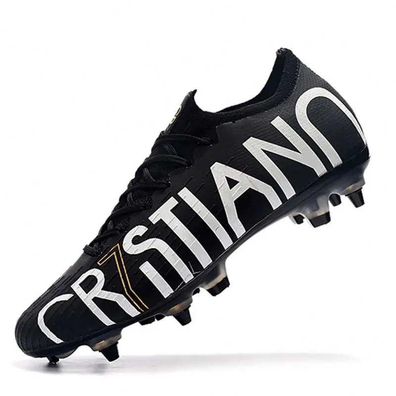 

Drop shipping hot sale football boots mens sport shoes outdoor training shoes low ankle SG soccer shoes, Black