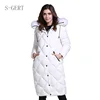 2019 hot sale Custom Windproof Waterproof leather goose down jacket for woman