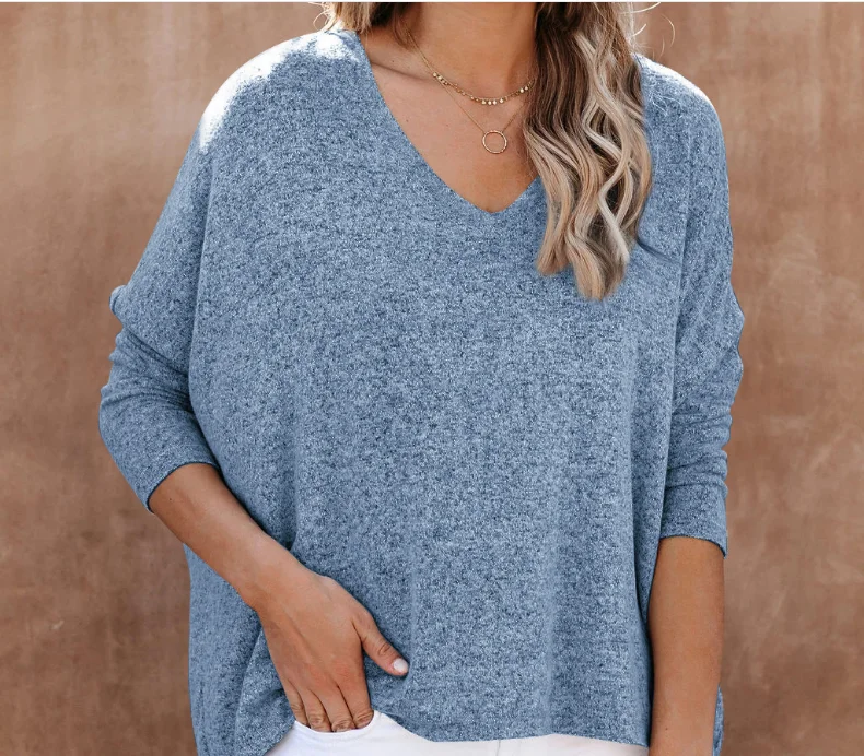 

WG8032 New Arrivals Custom Oversized Pullover Crew Neck Knitted Long Sleeve Top Casual Women's Plus Size Sweaters