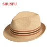 Hot sale Custom Logo Band adjustable Summer Visor Paper braid beige Fedora Straw Hat