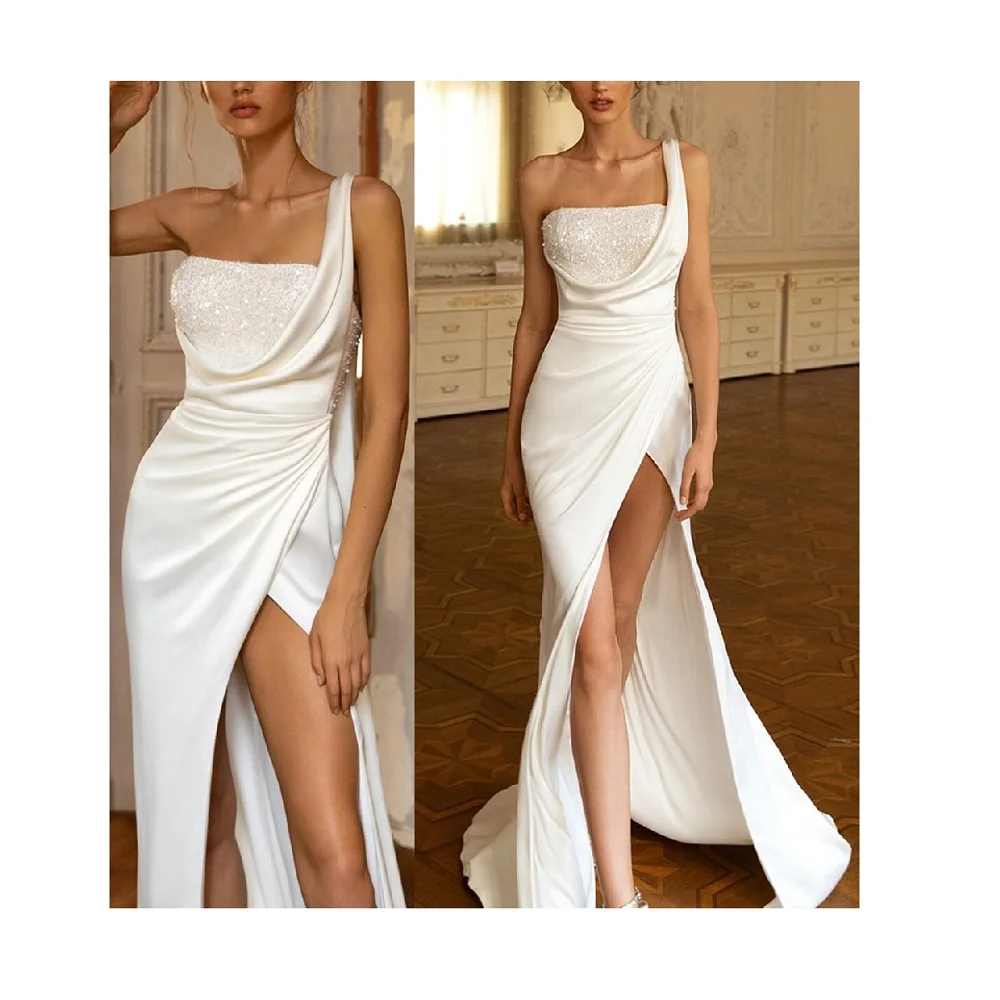 

Elegant Mermaid Slit Plus Size Bridal Evening Dress Wedding Vestido De Novia, Picture