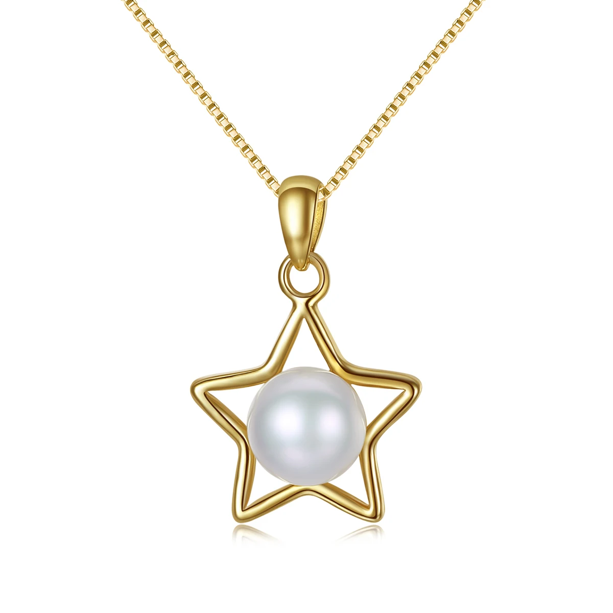 

Wholesale Custom 925 Sterling Silver Jewelry Star Shape Pearl Pendant Necklace Big Freshwater Necklace