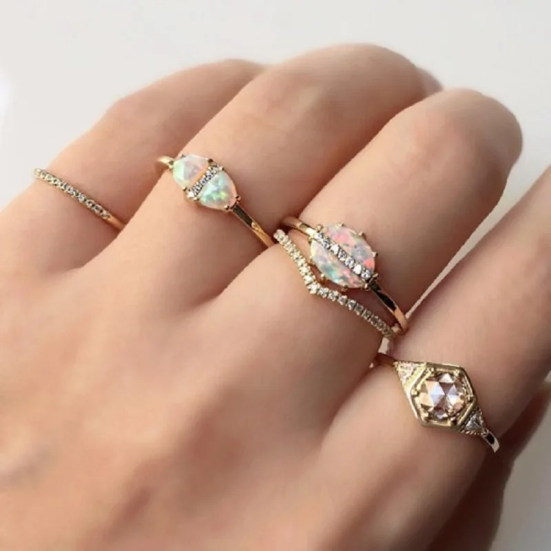 

Promotion gem opal ring elegant women ladies gift high quality AAA Big stone fashion classic Gold filled jewelry rings, Rosegold