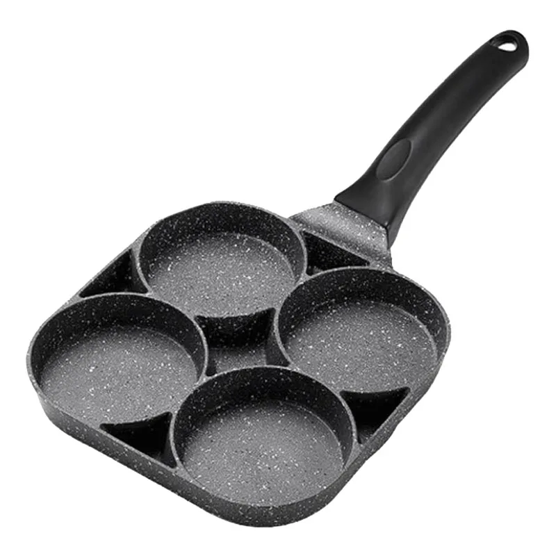 

4-Hole Omelet Pan for Burger Eggs Ham PanCake Maker Frying Pans Non-Stick No Oil-Smoke Breakfast Grill Wok Cooking Pot