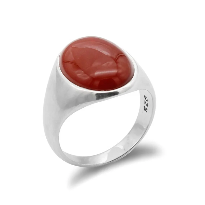 

Turkish 925 Sterling Silver Red Agate Stone Men Women Ring,Natural Onyx Gemstone Rings for Men Women Jewelry