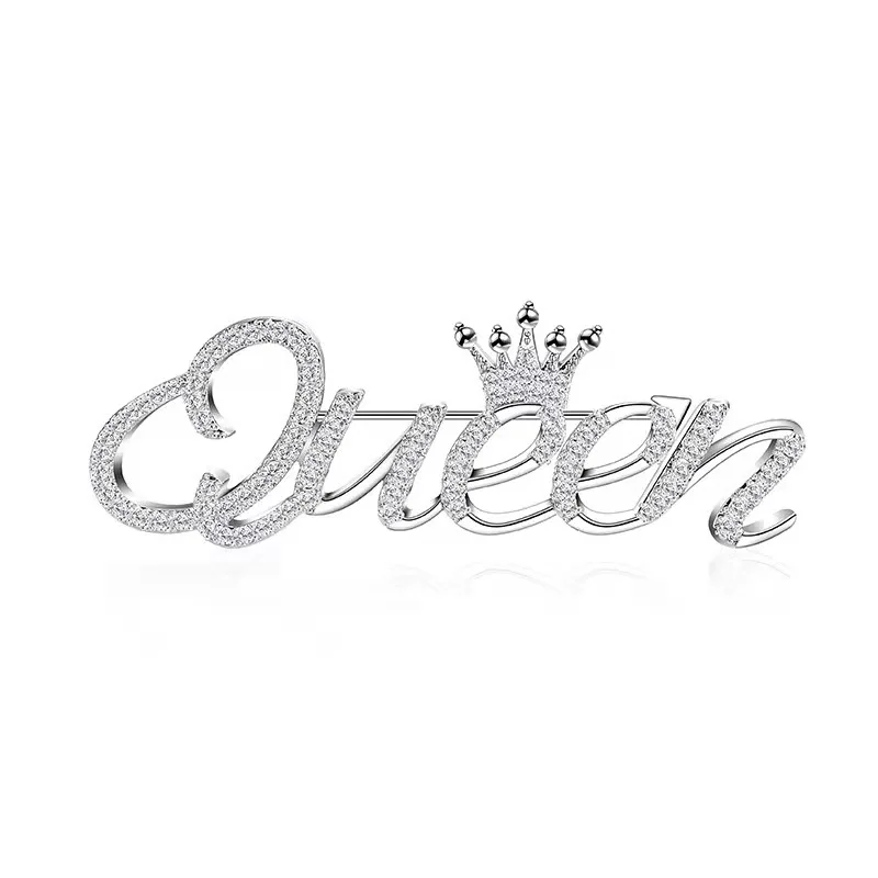 

Gold plated luxury queen letter personalized Brooch jewelry for women