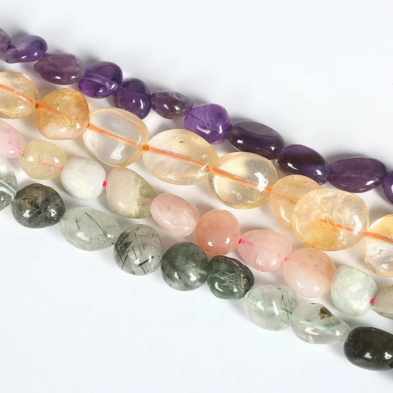 

Natural Gemstone Citrine Amethyst Rose Quartz Crystals Healing Stones Beads for Jewelry Making