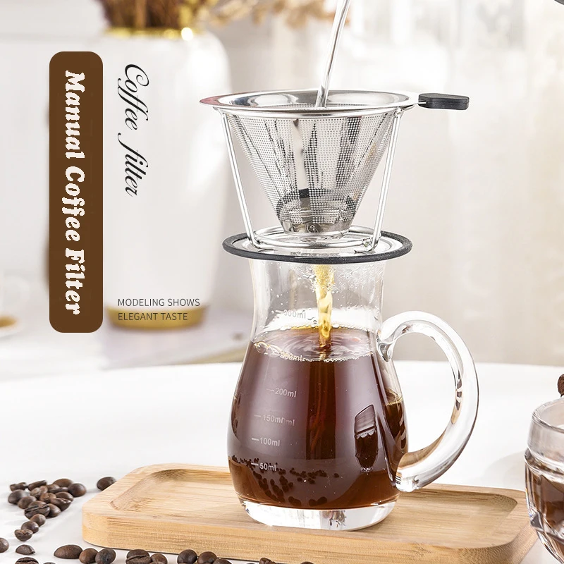 

Portable Stainless Steel Mesh Strainer Pour Over Coffee Dripper Coffee Funnel