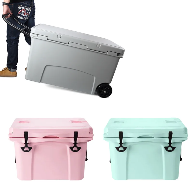 

Peach Pink Rotomolded Cooler Box Ice Chest Cooler Box with Lock Wheel/Hard Coolers Keep Food Fresh Perfect for Fishing Boating, Customed