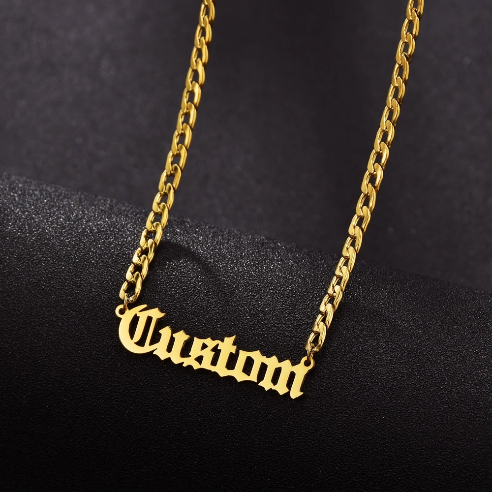 

Stainless Steel Custom Name Necklace Pendants Necklaces Personalized Jewelry With Cuba NK Chain, Gold color