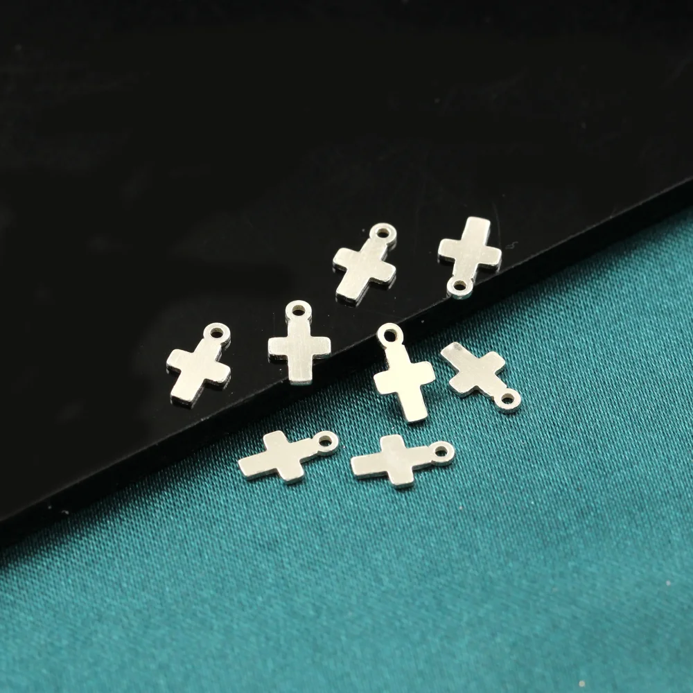 Fine S925 Silver Cross Pendant Tiny Women Jewelry Charms Real 14K Gold Filled
