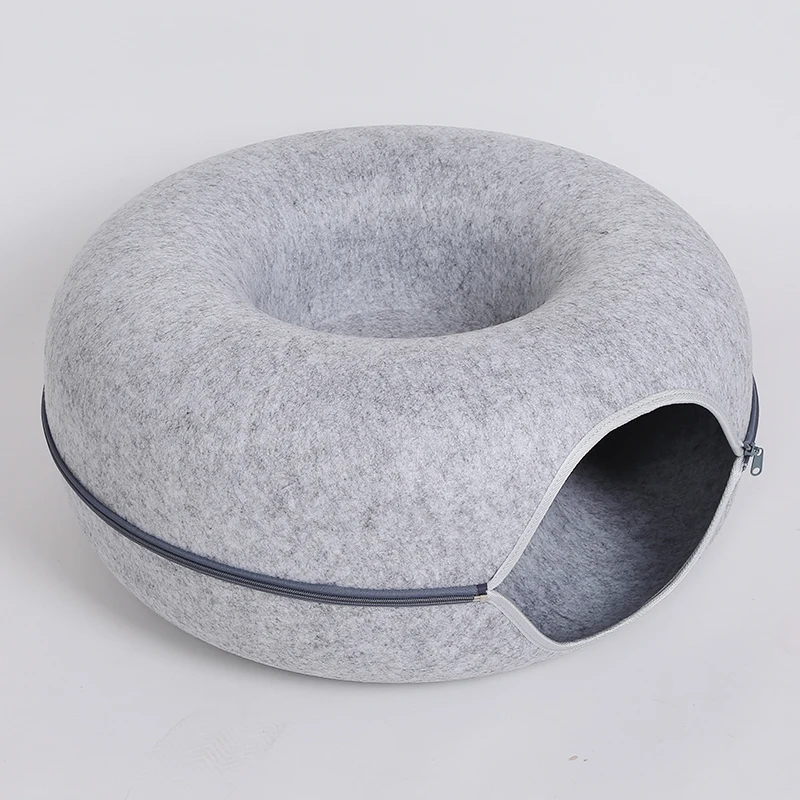 

Wholesale donut tunnel felt pet house DIY cattery polyester environmentally friendly material egg-shell cattery felt