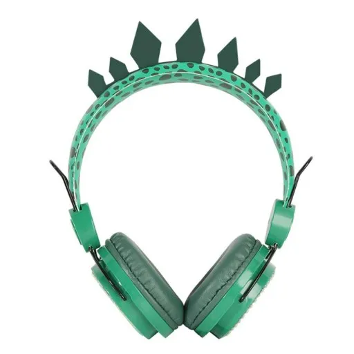 

New 3.5mm Headphones Wired Green Dinosaur Kids Headphones Children's Headphones with Microphone For Children's Learning Games