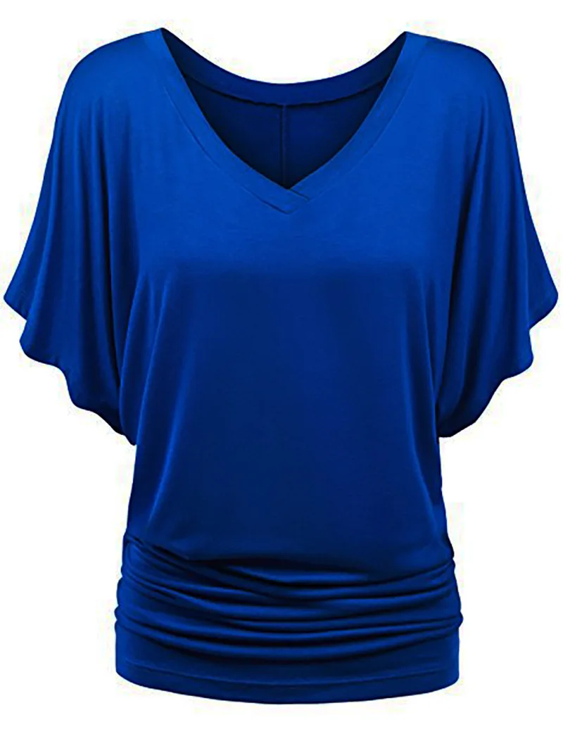 

Top Sale Women V-neck Loose Batwing Sleeve Blouse Casual T-shirt Top, 10 colors