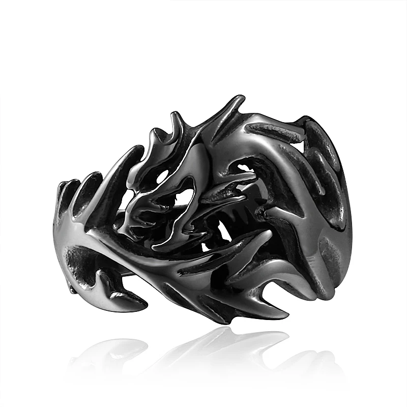 SS8-024R Dragon Head Jewelry Steel Soldier Dragon Shaped Rings Fashion Ring Men Stainless Steel Gold Plated Dragon Ring