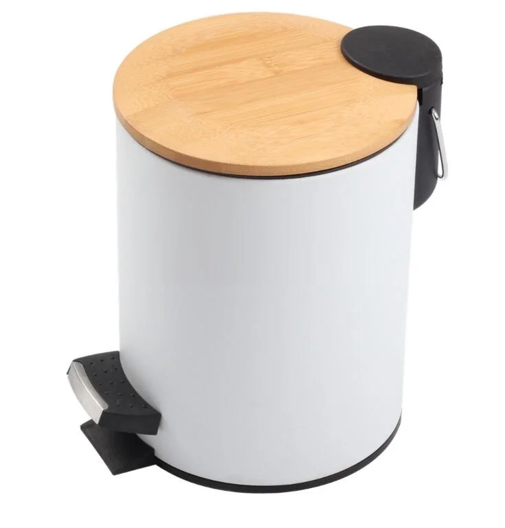 
Hot Sale 3L 5L Bamboo Lid Stainless Steel Pedal Trash Can In Kitchen Waste Bin 