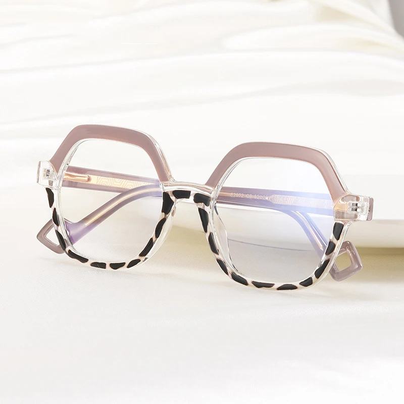 

92072 Ladies Vintage Blue Light Eyewear TR90 Double Color eyeglasses Hexagon prescription glasses optical frames